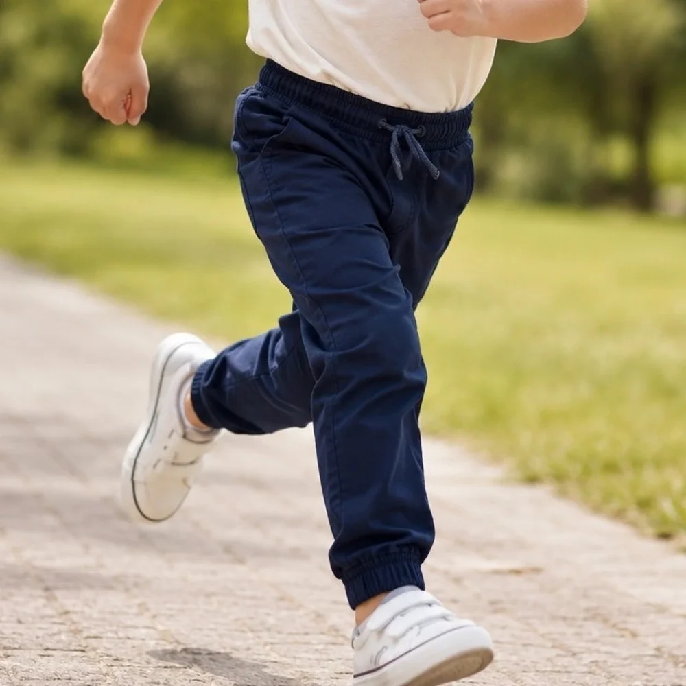 Gap Kids Navy Blue Twill Jogger Pants Elastic Waist Drawstring XS 4-5 NEW Q3
